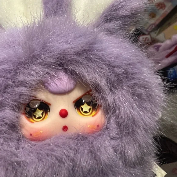 Authentic Baby Three Super Mini Bunny -letter N Cute Purple Bunny Plush Keychain - Picture 3 of 6